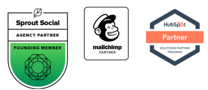 Logos: Sarah Best Strategy is a Sprout Social Agency Partner Founding Member, MailChimp Partner, and HubSpot Solutions Partner.
